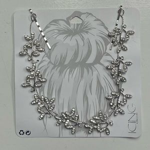 Silver Rhinestone Leaf Hair Swag by Icing